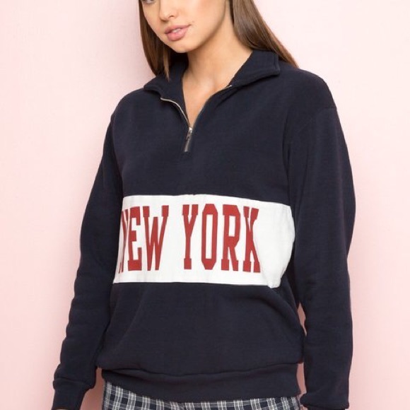 Brandy Melville Tops - Brandy Melville quarter-zip pullover sweatshirt